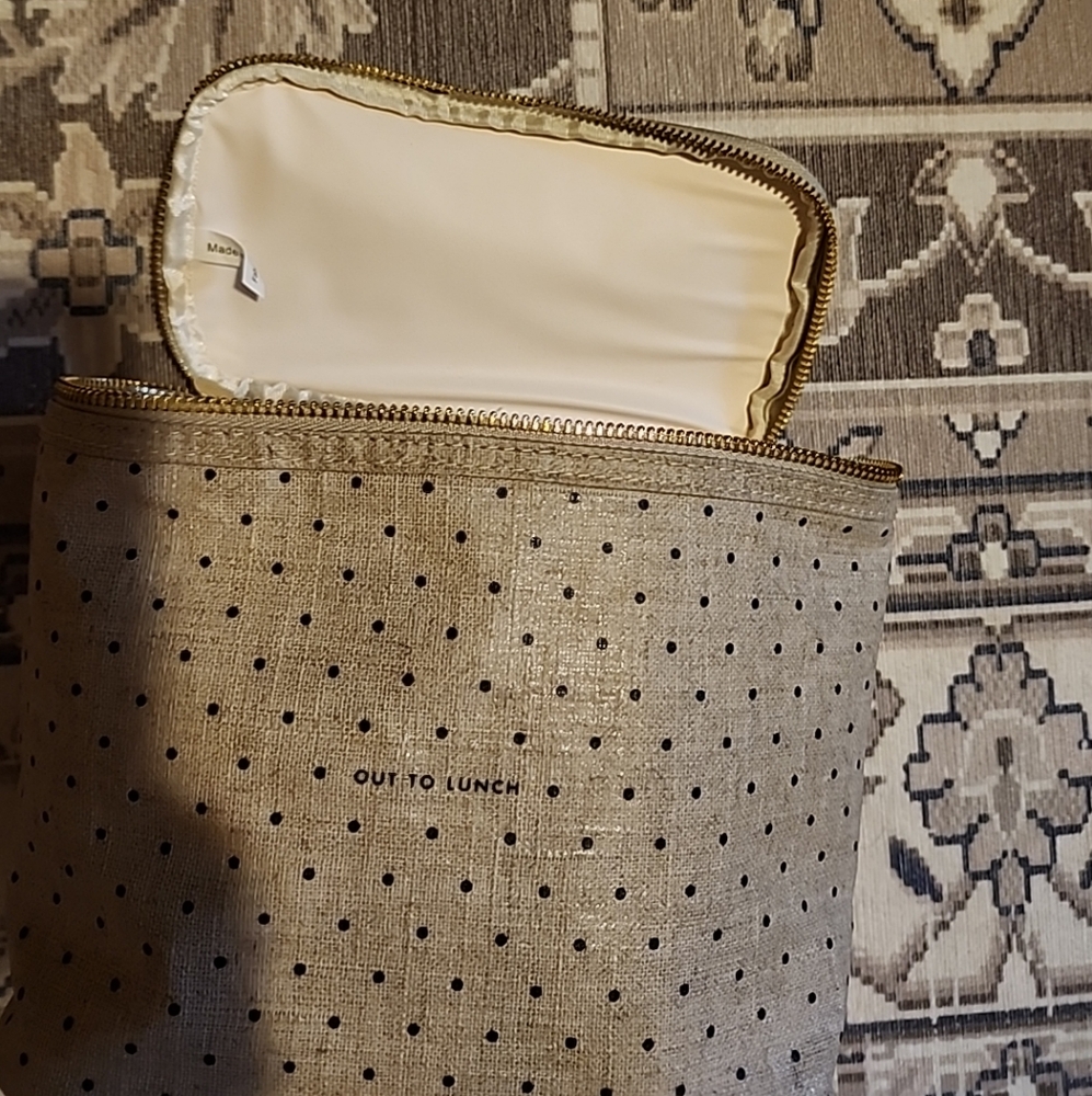 Kate Spade Polka Dot Insulted Lunch Bag Tote "Out To Lunch" Makeup Bag - Picture 3 of 13